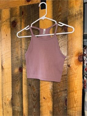Ribbed Mauve Cropped Tank Top - Women